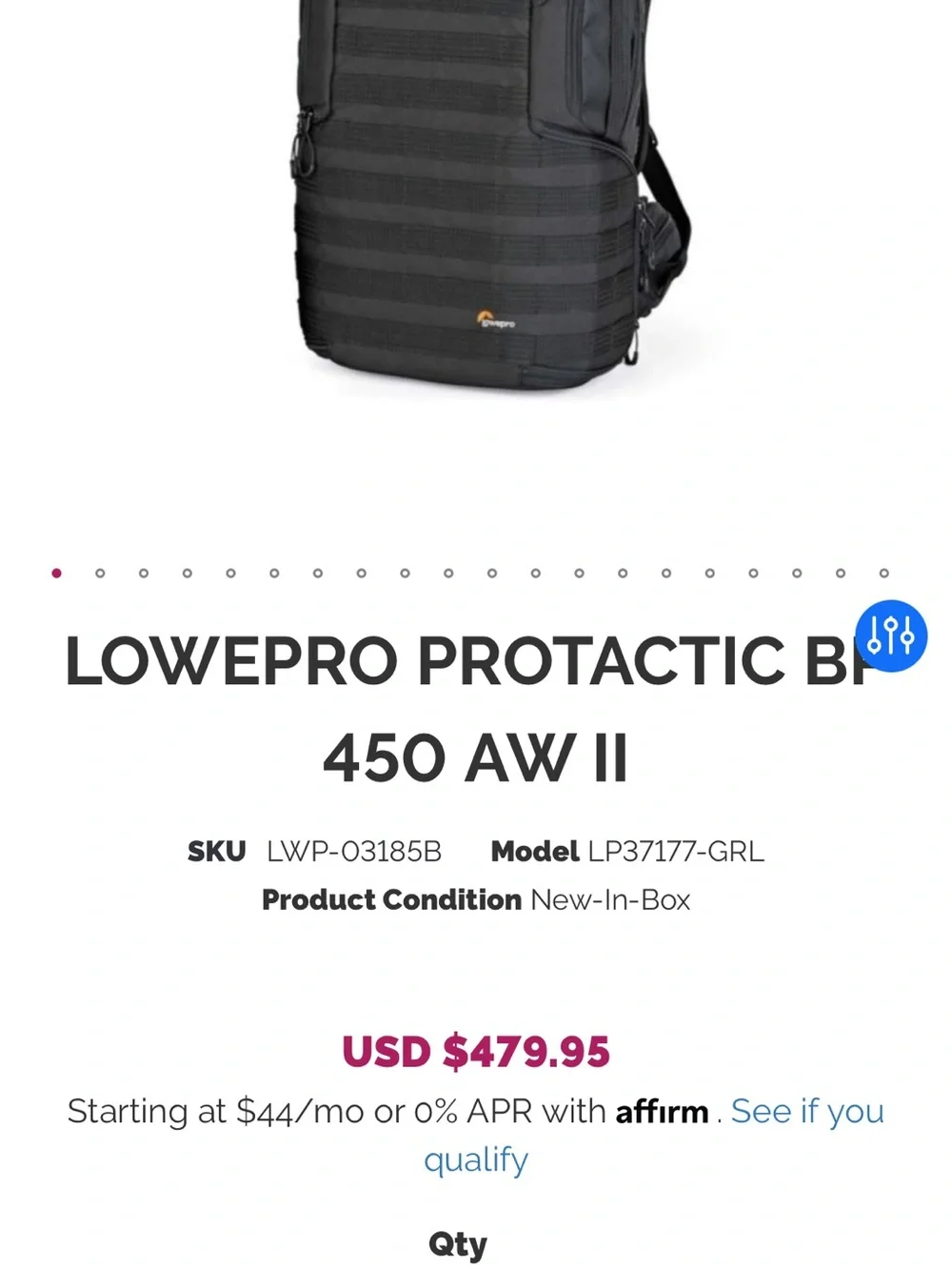 Lowepro Protactic Black Camera Backpack BP450 AWII